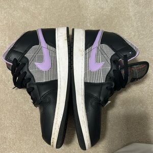 Purple and plaid Air Jordan's low, Size 7.5 women's.